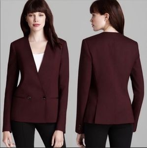 Theory | Collarless Wool Blazer (Maroon)